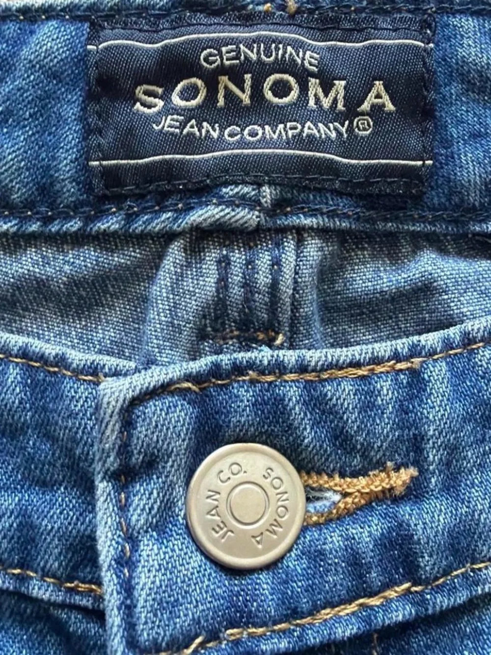 Women’s XL blue wash denim capri carpenter Jeans by Sonoma Good For Life. - Picture 4 of 7